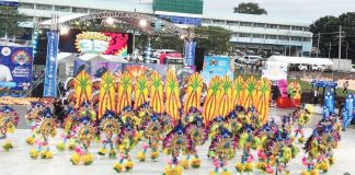 Ten Bacolod City barangays have so far confirmed their participation in the MassKara Festival 2025’s street dance and arena competition. Photo shows Barangay 35 participants performing during last year’s MassKara Festival at the Paglaum Sports Complex. MAE SINGUAY/PN
