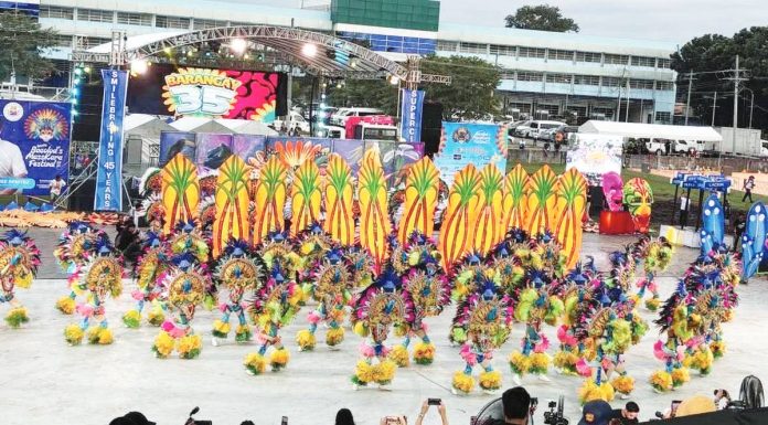 masskara_subsidies_copy_resized Ten Bacolod City barangays have so far confirmed their participation in the MassKara Festival 2025’s street dance and arena competition. Photo shows Barangay 35 participants performing during last year’s MassKara Festival at the Paglaum Sports Complex. MAE SINGUAY/PN