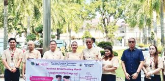 Provincial officials and staff show support for National Breastfeeding Month during a kick-off activity at the Iloilo Provincial Capitol grounds. The campaign, led by the Provincial Nutrition Committee, promotes the theme “Prioritize Breastfeeding: Create Sustainable Support Systems” to raise awareness on the critical role of breastfeeding in maternal and child health. ILOILO PROVINCIAL NUTRITION OFFICE PHOTO