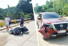 A motorcycle was badly damaged after it was rammed by a pickup in Barangay Aglosong, Concepcion, Iloilo, on August 11, 2025. CONCEPCION MPS PHOTOS