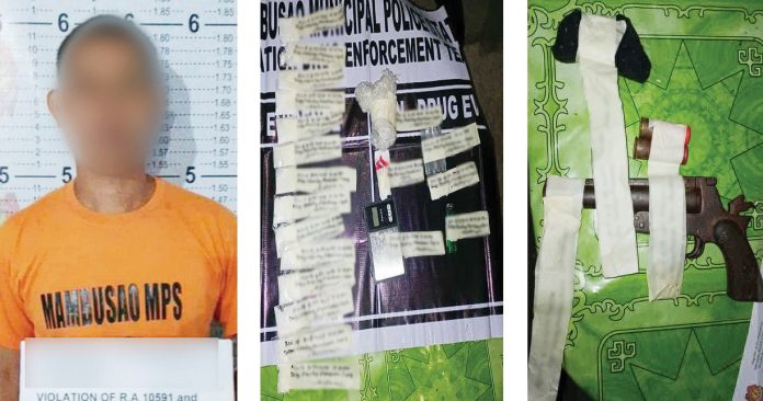 raid-mambusao-capiz Alias “Ed” was caught with suspected shabu worth P612,000 and a 12-gauge shotgun in a raid in Barangay Maralag, Mambusao, Capiz on Wednesday night, Aug. 27, 2025. CAPIZ PPO PHOTOS