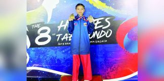 Cattaleya Julia Orozco clinched two gold medals in Individual Poomsae and Speed Kicking events before clinching a bronze medal in Kyorugi in the Taekwondo International Competition in Thailand. PHOTO COURTESY OF GAMETIME SPORTS