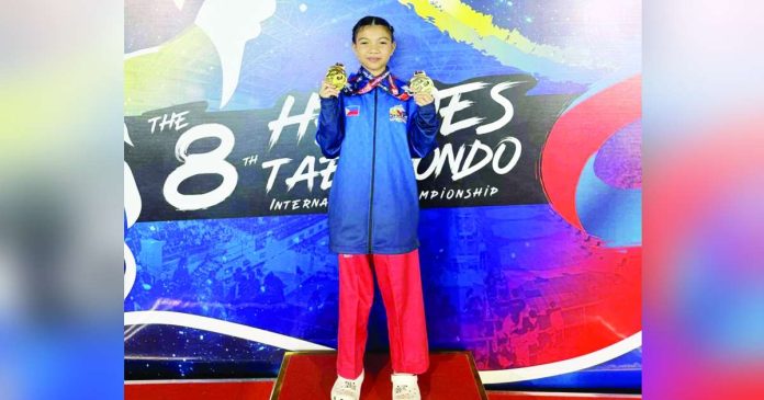 Cattaleya Julia Orozco clinched two gold medals in Individual Poomsae and Speed Kicking events before clinching a bronze medal in Kyorugi in the Taekwondo International Competition in Thailand. PHOTO COURTESY OF GAMETIME SPORTS