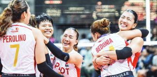 PLDT High Speed Hitters rejoices after securing a seat into the PVL on Tour Finals. PVL PHOTO