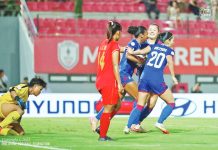 Filipinas celebrate after Nina Mathelus scores against Myanmar in the 2025 MSIG Serenity Cup. PFF-PWNFT MEDIA PHOTO