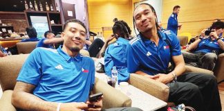Jamie Malonzo with his Gilas Pilipinas teammate Chris Newsome. PBA PHOTO