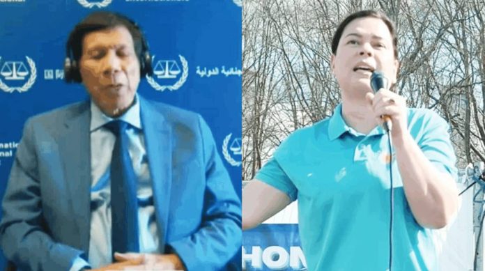Vice President Sara Duterte-Carpio (right) condemns a Philippine Embassy “welfare check” on her father, former president Rodrigo Duterte (left) who is detained at The Hague in the Netherlands where is charged before the International Criminal Court for crimes against humanity.