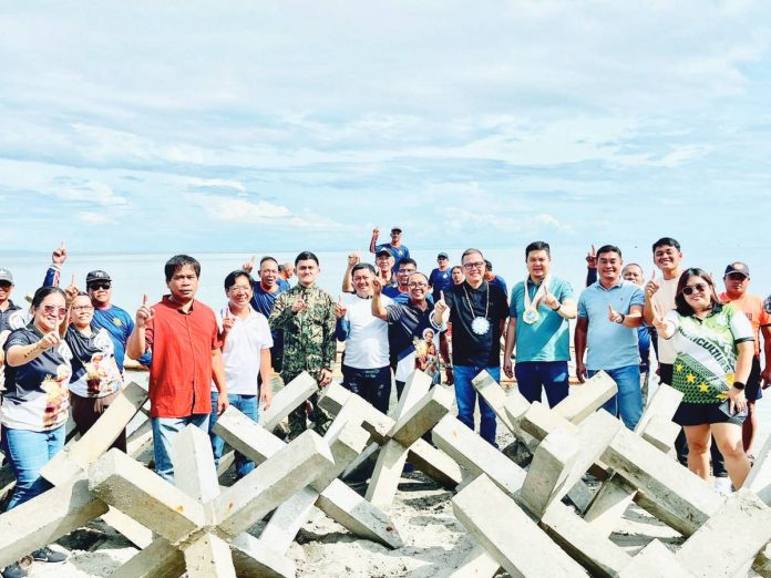 aklan_artificial_reef_resized Aklan’s Gov. Jose Enrique “Joen” Miraflores, together with Ibajay local officials and community stakeholders, attended the ceremonial deployment of concrete artificial reef structures in Barangay Bugtongbato, Ibajay, on Sept. 4. OFFICE OF THE PROVINCIAL AGRICULTURIST-AKLAN PHOTO