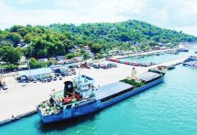 The first international cargo ship from Vietnam docks at the Culasi Port in Roxas City for the delivery of a rice shipment in July this year. MAYOR RONNIE DADIVAS/FACEBOOK PHOTO