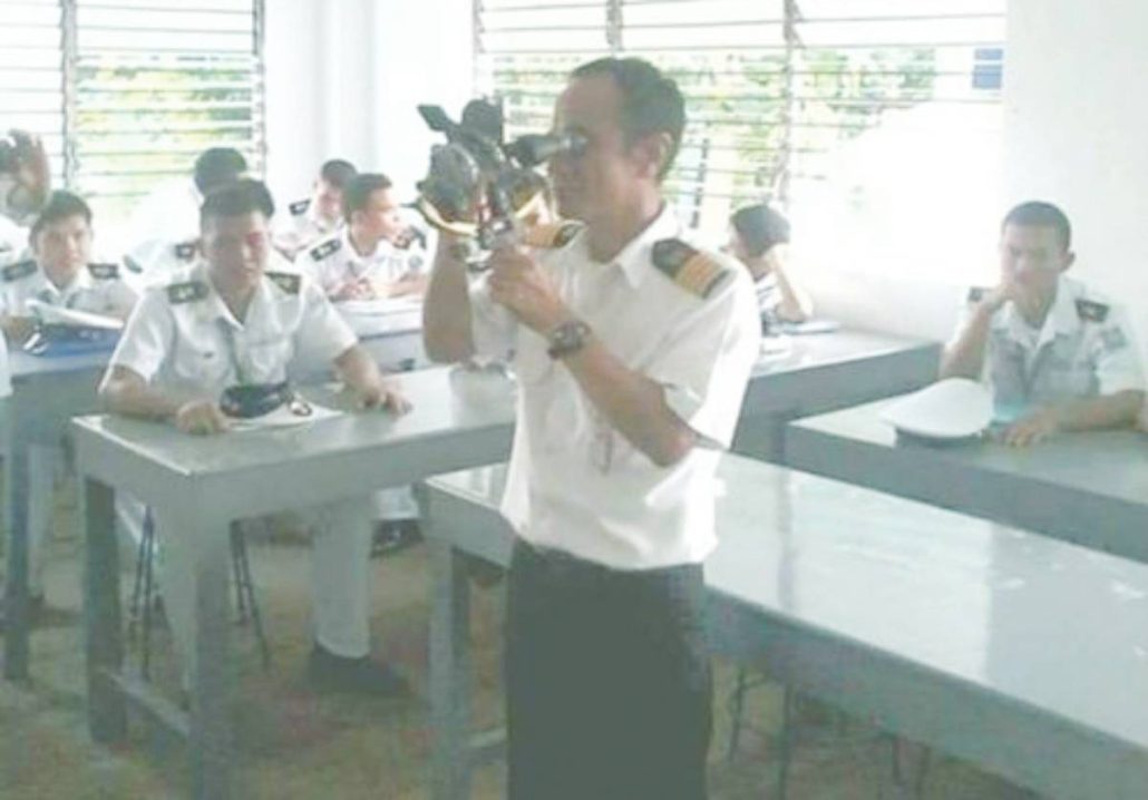 “Capt. (Ret.) Cesar S. Jolito Jr. mentoring cadets at John B. Lacson Colleges Foundation, passing on decades of maritime wisdom.”