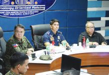 2 NPA ‘FINANCIERS’ FACE TERROR RAPS; Army, Police strike at rebels’ lifeblood in WV The State is resolute in cutting off terrorism financing in Western Visayas, declare (from left) Colonel Erwin Lamzon of the Philippine Army’s 3rd Infantry Division, Police Brigadier General Josefino Ligan of the Police Regional Office 6, and Prosecutor II Flosemer Chris Gonzales of the Regional Task Force to End Local Communist Armed Conflict, during a press briefing in Iloilo City on the filing of terrorism financing charges against two rebel suspects. AJ PALCULLO/PN