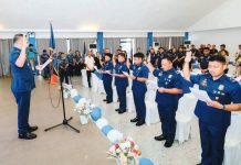 The five newly promoted officials to the rank of police lieutenant colonel, Jethro Mipaña, Romar Pacis, Joel Senogat Jr., Nelson Amsiwen Jr., and Ralph Lauren Morelos, formally took their oath of office in a ceremony held on Sept. 29, 2025 at Kanlaon Hall, Camp Alfredo M. Montelibano Sr. PBGEN TOM IBAY/FACEBOOK PHOTO