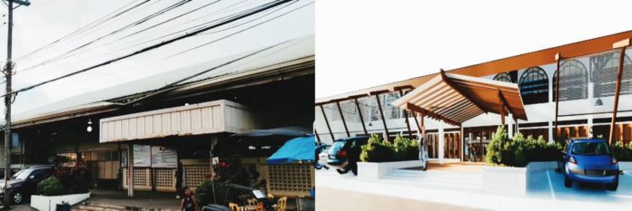 Photos show the old Dinggoy Roxas Civic Center (left) and the perspective rendering (right) of the new multi-event venue currently under construction as part of its major transformation. RONNIE DADIVAS/FACEBOOK PAGE PHOTO