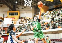 De La Salle University Green Archers' Jacob Cortez attacks the basket for a layup. UAAP PHOTO
