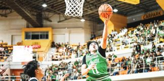 De La Salle University Green Archers' Jacob Cortez attacks the basket for a layup. UAAP PHOTO