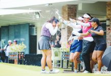 Florence Bisera is showered with water after her come-from-behind win in ICTSI Negros Occidental Classic. ICTSI PHOTO