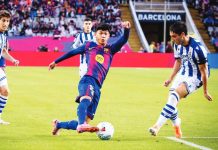 Filipino-Spanish midfielder Pedro “Dro” Fernández in action for FC Barcelona against Real Sociedad. PHOTO FROM OFFSIDEOUTBURSTS FACEBOOK PAGE