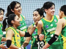 Dasmariñas City Monarchs, represented by the National University Lady Bulldogs, pulled off a stunning sweep of reigning MPVA champion Quezon Tangerines. MPVA PHOTO
