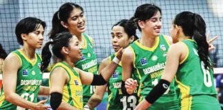 Dasmariñas City Monarchs, represented by the National University Lady Bulldogs, pulled off a stunning sweep of reigning MPVA champion Quezon Tangerines. MPVA PHOTO