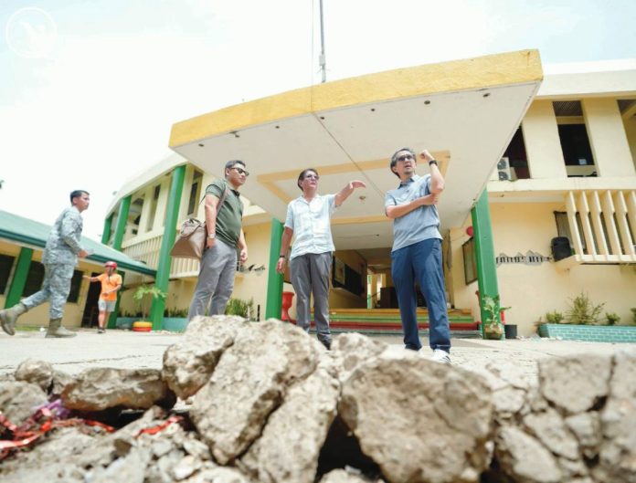 President Ferdinand “Bongbong” Marcos Jr. on Thursday personally visited victims of the devastating 6.9-magnitude earthquake in Cebu province, to oversee relief efforts and extend immediate assistance to affected residents. He is shown here with Public Works Secretary Vince Dizon. PCO