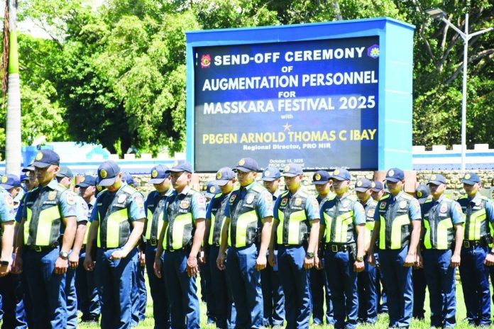 PRO-6 masskara A total of 300 police officers from the Police Regional Office 6 (PRO-6) were officially deployed to assist in maintaining peace and order during the MassKara Festival in Bacolod City. A send-off ceremony was held at the PRO-6 parade ground on Oct. 15, 2025. PRO-6 PHOTO
