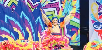 Veteran designer Segundo Jesus “Panoy” Cabalcar showcases Barangay 29’s official MassKara mask and costume for 2025, a colorful testament to Bacolod City’s creativity, love, and resilience.