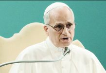 Pope Leo XIV speaks at the “Raising Hope” climate conference near Rome. GETTY IMAGES