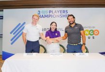 BingoPlus and the BingoPlus Foundation build Filipino sports dreams while achieving global competitiveness From left: Tom Potter, Manager of Event Operations for International Series, Angela Camins-Wieneke Executive Director of BingoPlus Foundation, and Ken Kudo General Manager of Asian Development Tour.