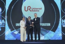 Three years running: Universal Robina Corporation is still among Asia’s Best Companies to Work For in 2025. In photo left to right are Louisa Tagulinao (Associate, Early Careers and Corporate Communications), John Albert Ampil (Group Manager, Talent Acquisition, Total Rewards, and Employee Experience), and Datuk William Ng (Chairman and Managing Director of Audience Analytics Limited).