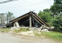 A house lies in ruins in Bogo City, northern Cebu, after a powerful 6.9-magnitude earthquake rocked the province Tuesday night. PHOTO COURTESY OF CEBU PEOPLE’S ACTION CENTER FACEBOOK
