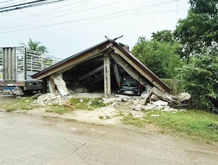 aftershocks A house lies in ruins in Bogo City, northern Cebu, after a powerful 6.9-magnitude earthquake rocked the province Tuesday night. PHOTO COURTESY OF CEBU PEOPLE’S ACTION CENTER FACEBOOK