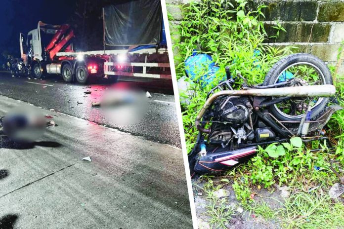 A head-on crash between a motorcycle and a truck claimed the life of a 52-year-old father and left his eight-year-old son injured in Barangay Tagas, Tangalan, Aklan, on Friday, Oct. 17, 2025. RADYO TODO AKLAN 88.5 FM PHOTOS