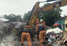The Bureau of Fire Protection Region 7's Special Rescue Force conduct retrieval and rescue operations in the aftermath of the 6.9 magnitude earthquake that struck Bogo City, Tabogon and San Remigio towns, and nearby areas in Cebu Province, on October 1, 2025. BFP REGION 7 PHOTO