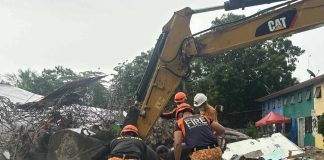 The Bureau of Fire Protection Region 7's Special Rescue Force conduct retrieval and rescue operations in the aftermath of the 6.9 magnitude earthquake that struck Bogo City, Tabogon and San Remigio towns, and nearby areas in Cebu Province, on October 1, 2025. BFP REGION 7 PHOTO