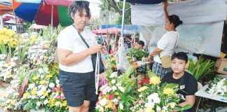 Flowers flood around Bacolod plaza two days before Undas. ERWIN DELILAN PHOTO