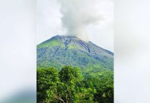 30-minute ash emission seen over Kanlaon Mount Kanlaon emits ash from 6:47 a.m. to 7:17 a.m. on Sunday, October 12, 2025. Photo shows the volcano as seen from Sitio Old Fabrica, Barangay Cabagnaan, La Castellana, Negros Occidental past 6 a.m. on Sunday. LANIE PAGADOR PHOTO