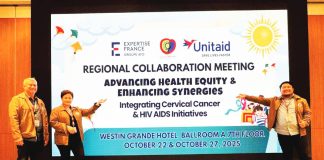 Iloilo Provincial Health Office chief Dr. Maria Socorro Quiñon (second from left), Dr. Rodney Labis, and Dr. Francisco Ronnel Quiñon represent the province at the “Regional Collaboration Meeting on Advancing Health Equity and Enhancing Synergies: Integrating Cervical Cancer and HIV/AIDS Initiatives” held at the Westin Grande Hotel in Bangkok, Thailand, from October 22 to 27, 2025. ILOILO PROVINCIAL HEALTH OFFICE PHOTO