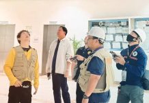 Engineers and disaster risk officials inspect the dome area of the Iloilo Provincial Capitol on Wednesday morning, October 1, 2025, after a late night earthquake. Drone and ground surveys were conducted to check for fresh structural cracks.