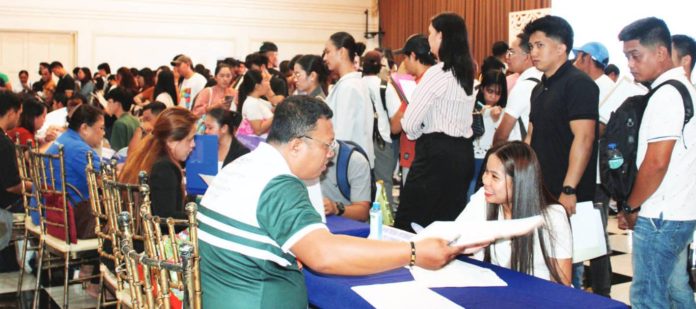 Jobseekers line up at the Casa Real de Iloilo during the PESO Job and Migrants Fair 2025, which offered over 3,300 local and overseas opportunities. PHOTO FROM PESO-ILOILO PROVINCE