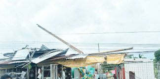At least 11 houses were damaged and water supply disrupted after a tornado (buhawi) struck barangays Galang and Sta. Rita in Oton, Iloilo, on Tuesday night, October 7, 2025. OTON INFOCENTER PHOTO
