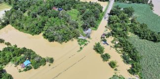 The national road in Panitan, Capiz submerged under floodwaters brought by Ramil on Sunday, October 19, 2025. Photo courtesy of DPWH Region 6.