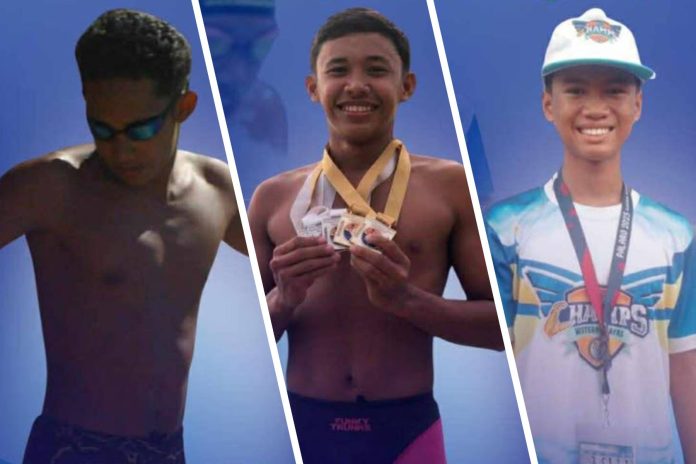 pototan-swimmers (From left to right) Jan Renier Pasadilla, Frenz Enrique Pasadilla, and John Merck Millan.