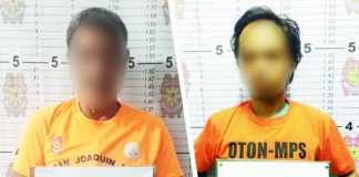 Two of the 12 suspects arrested in the intensified anti-drug operations across Western Visayas on October 23–24 are shown in police custody. The operations, conducted by the Police Regional Office 6 and its provincial units, resulted in the confiscation of around P2.1 million worth of suspected shabu. PRO-6