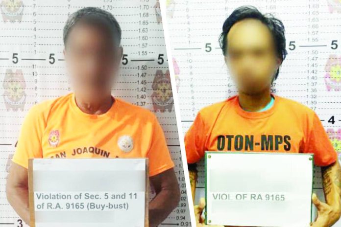 pro-6-sweeps Two of the 12 suspects arrested in the intensified anti-drug operations across Western Visayas on October 23–24 are shown in police custody. The operations, conducted by the Police Regional Office 6 and its provincial units, resulted in the confiscation of around P2.1 million worth of suspected shabu. PRO-6