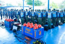 Eighty disaster-trained personnel from the Police Regional Office–Negros Island Region are sent off on October 1, 2025, to augment earthquake response operations in Cebu. PRO-NIR PHOTO