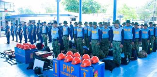 Eighty disaster-trained personnel from the Police Regional Office–Negros Island Region are sent off on October 1, 2025, to augment earthquake response operations in Cebu. PRO-NIR PHOTO