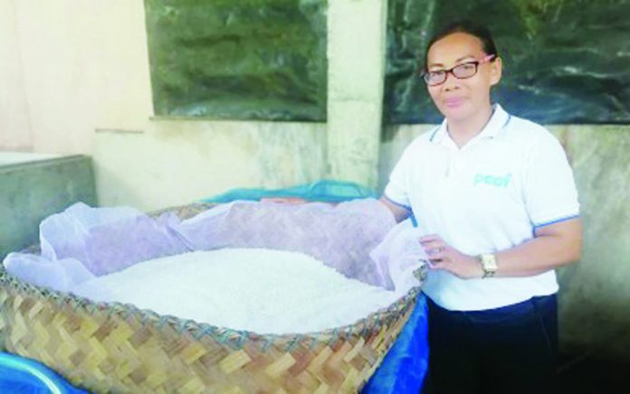 salt_production_resized_compressed Babylonia Pon-An, president of Barangay Camangahan Fisherfolk Association in Bugasong, Antique, shows the first-class iodized salt they produced in the town’s Barangay Camangahan, on Oct. 24, 2025. Pon-an said in an interview on Tuesday, Oct. 28, that the shared service facility from the Department of Trade and Industry enabled them to have a year-round salt production. PNA PHOTO BY ANNABEL CONSUELO J. PETINGLAY