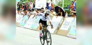 Iloilo City’s Precious Faye Hindap rules the Girls’ 16–17 Road Race in the 2025 Batang Pinoy National Championships held in General Santos City. PSC PHOTO
