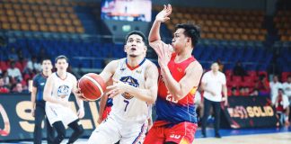 NLEX Road Warriors’ Kevin Alas drives past Phoenix Fuel Masters’ Bryan Santos during their PBA Philippine Cup match at the Ninoy Aquino Stadium. PBA PHOTO