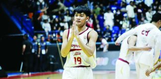 Mark Gojo Cruz hits the clutch jumper that sealed Perpetual Help’s thrilling comeback win over St. Benilde. PHOTO COURTESY OF GMA/NCAA SPORTS